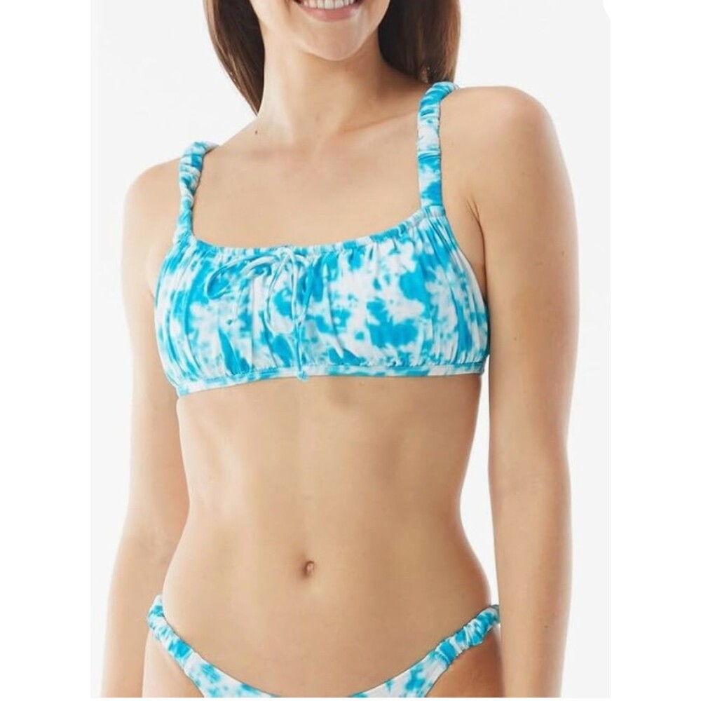 Sundazed Ledia Tie-Dyed Swimsuit Bikini Top Women's 34B/C Teal Cove Bottom L New